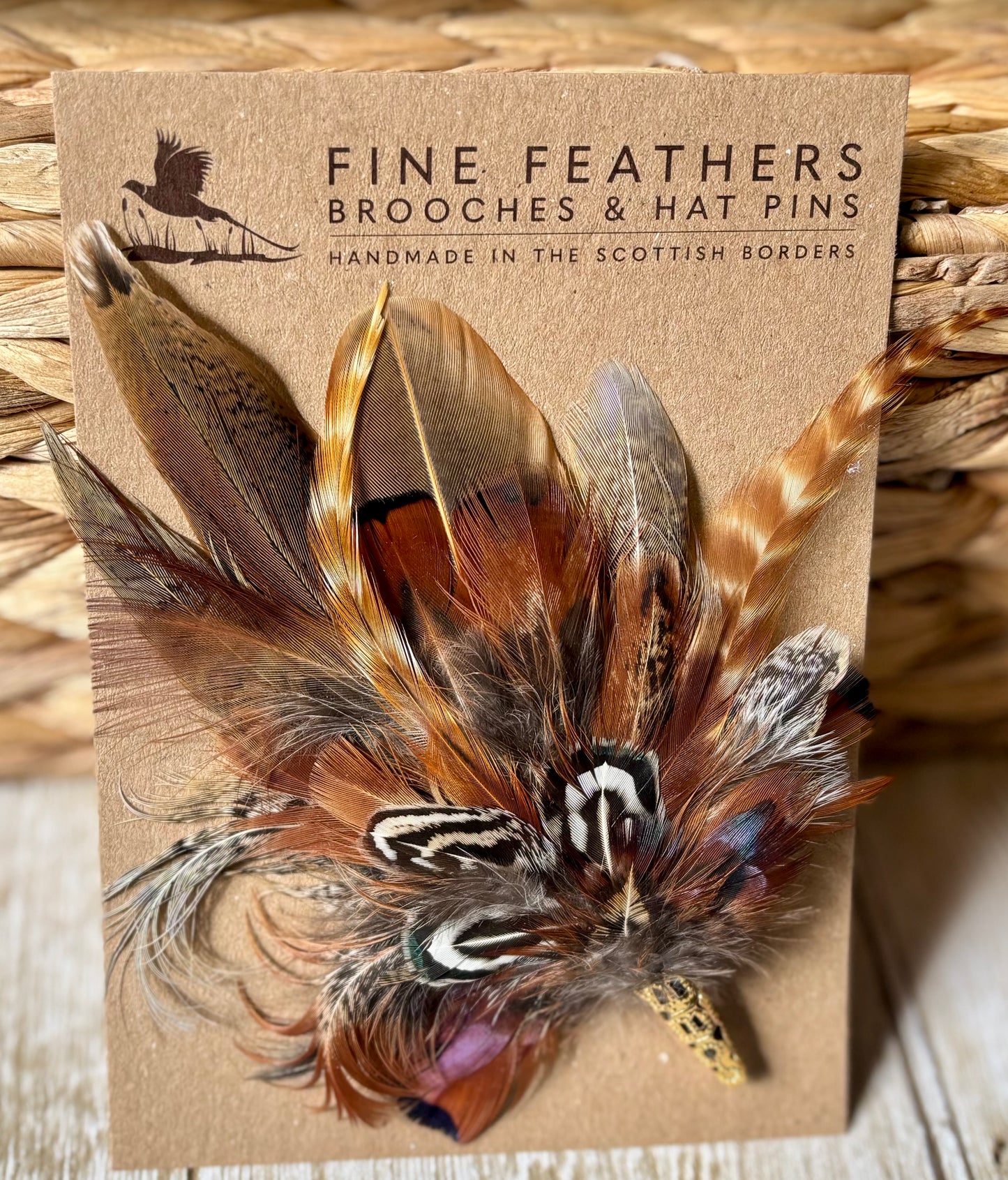 Brooch/Hat Pin in Natural Pheasant