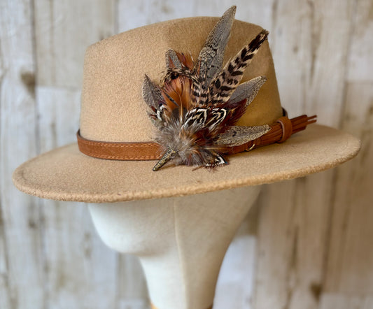 Brooch/ Hat Pin in Natural Pheasant