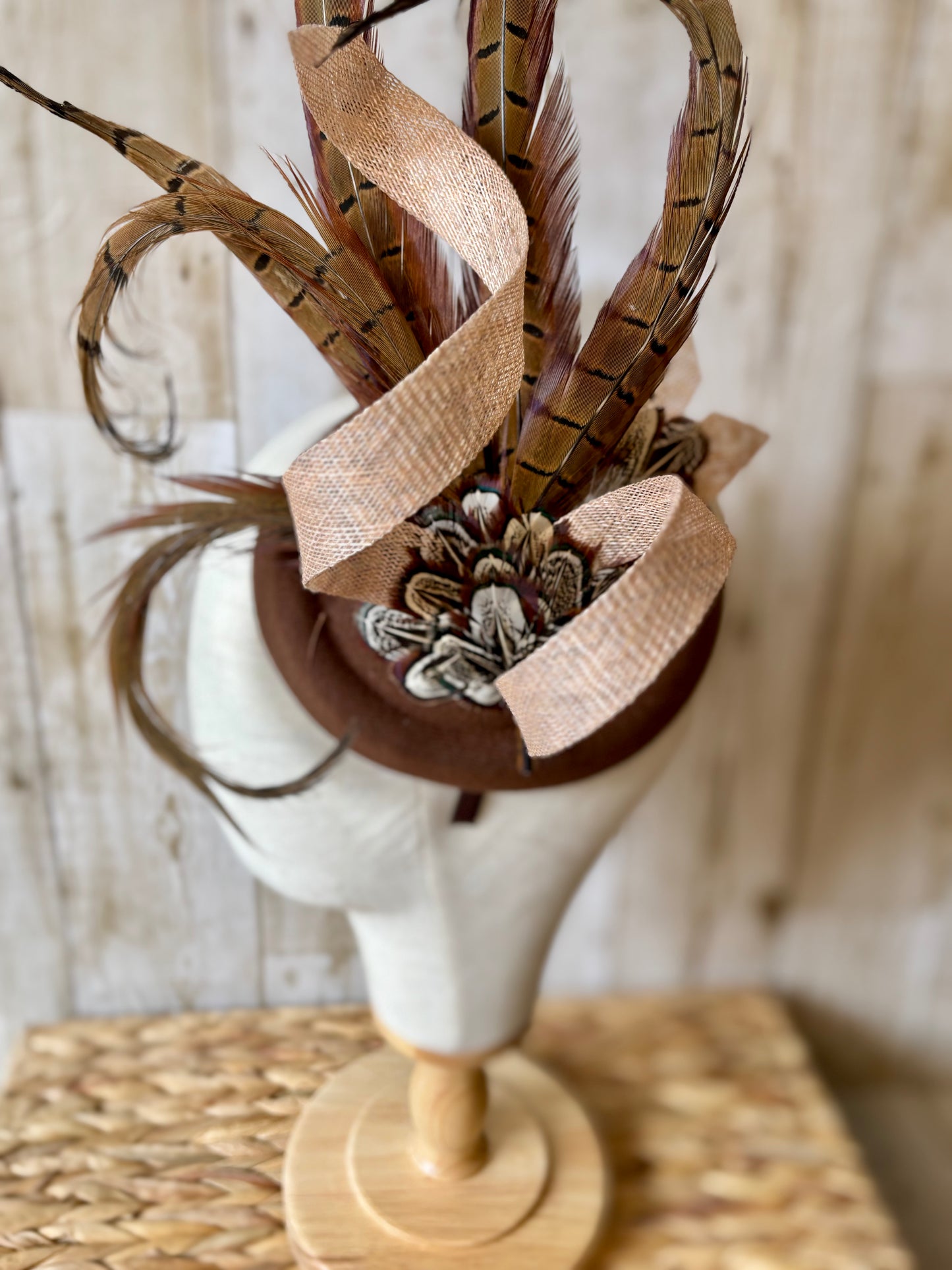 Fascinator in Natural Pheasant and Cream