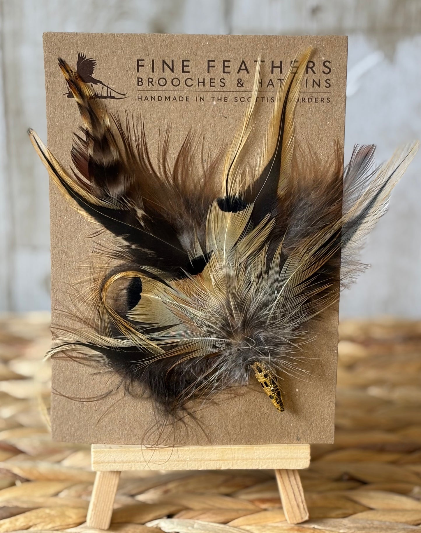 Brooch/Hat Pin in Natural Pheasant