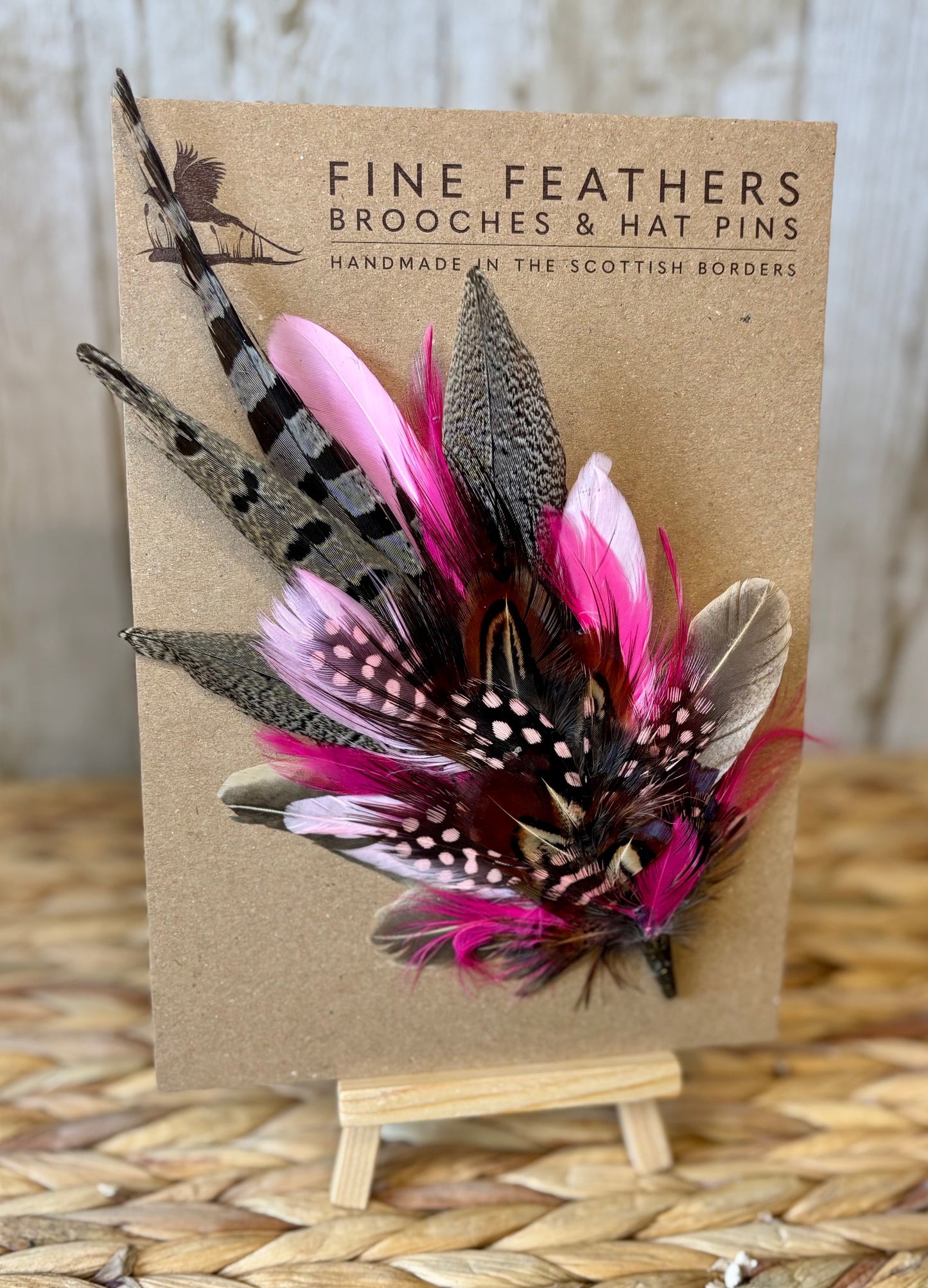 Hat Pin in Natural Pheasant and Pink