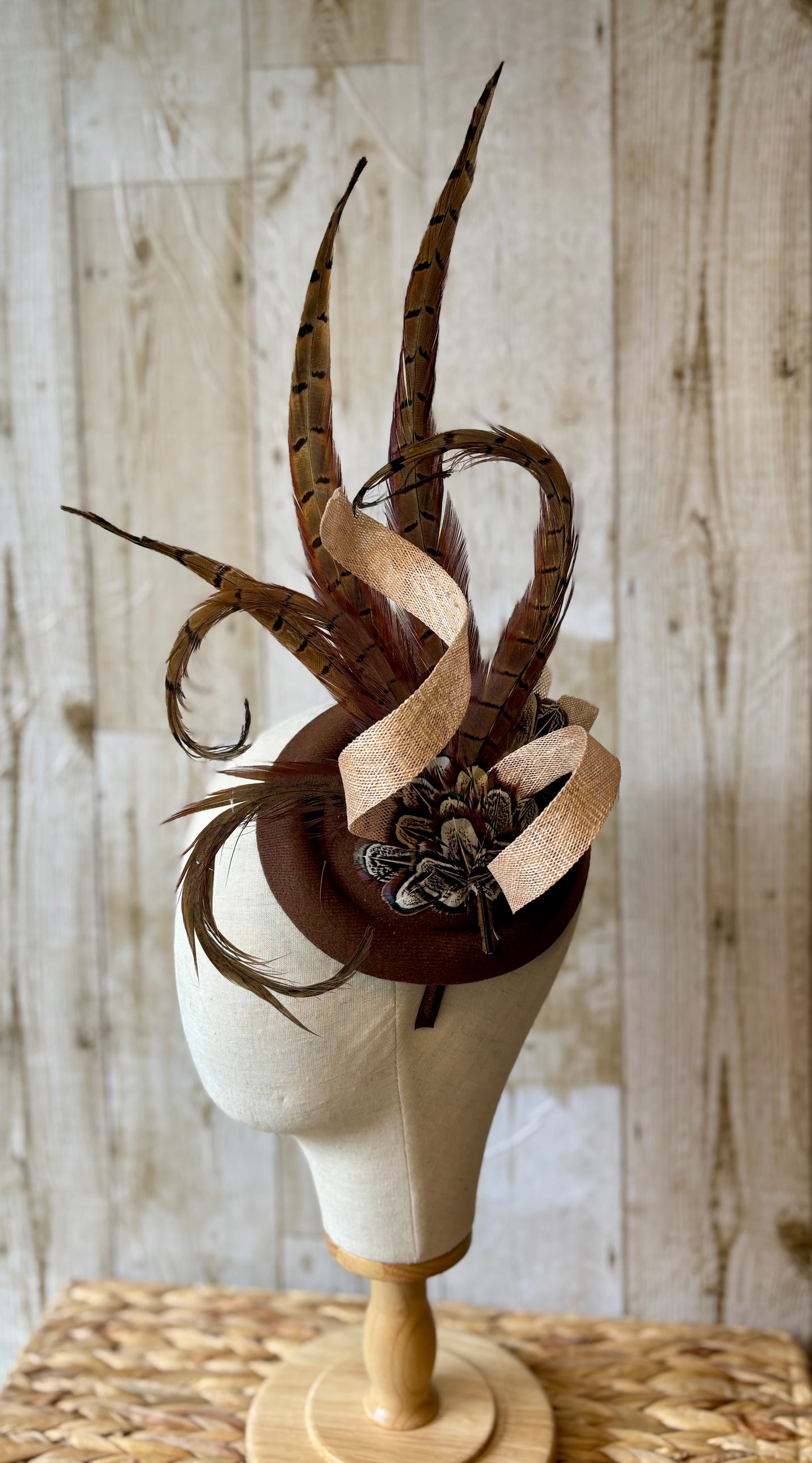 Fascinator in Natural Pheasant and Cream