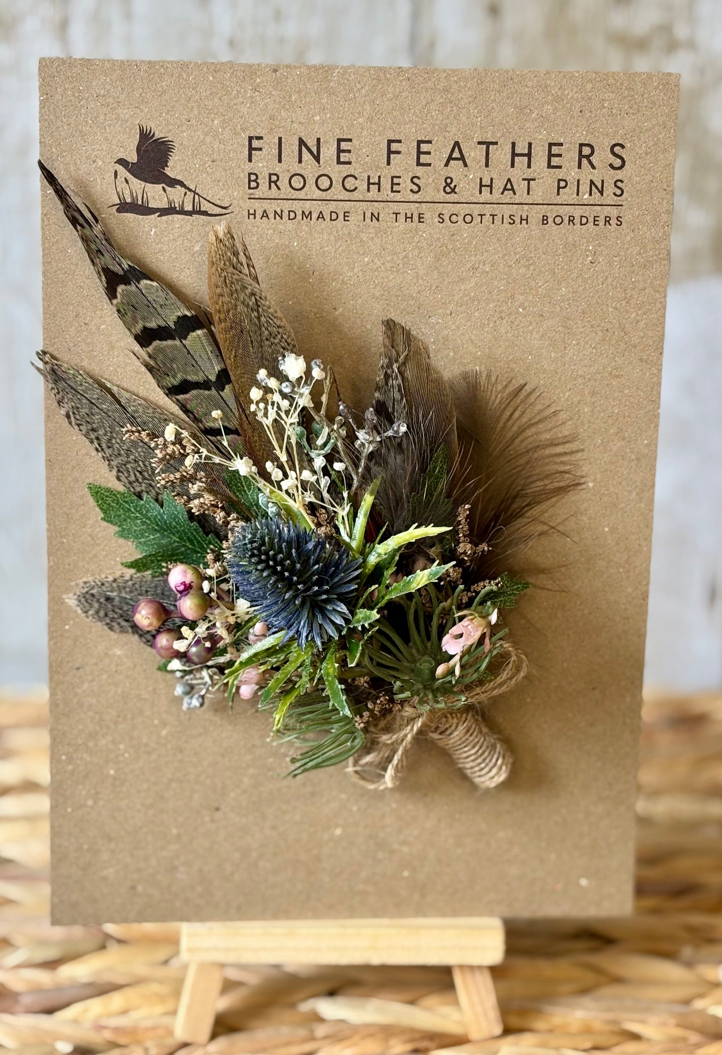 Natural Pheasant and Thistle Brooch