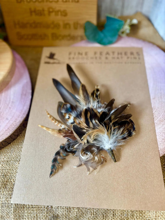 Feather Brooch Hat Pin in natural duck