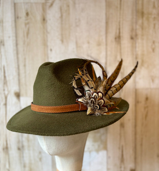 Pheasant feather hat pin.
