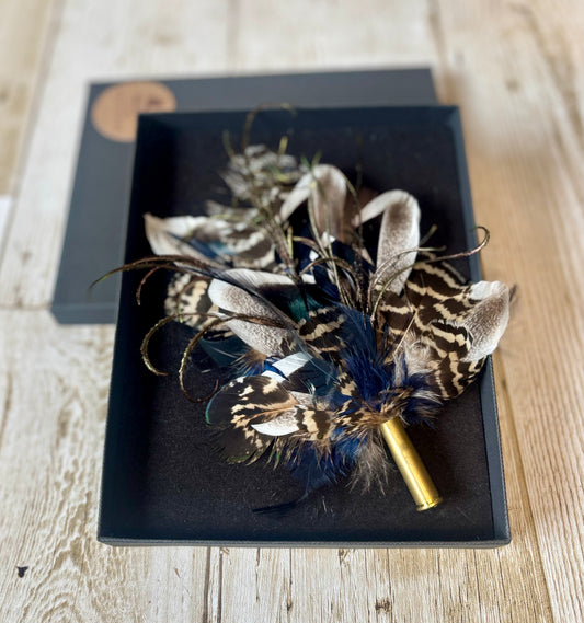 Gift Boxed Brooch/Hat Pin in Mallard feathers