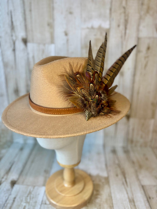 Pheasant feather hat pin.