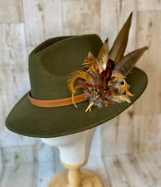 Pheasant feather hat pin.