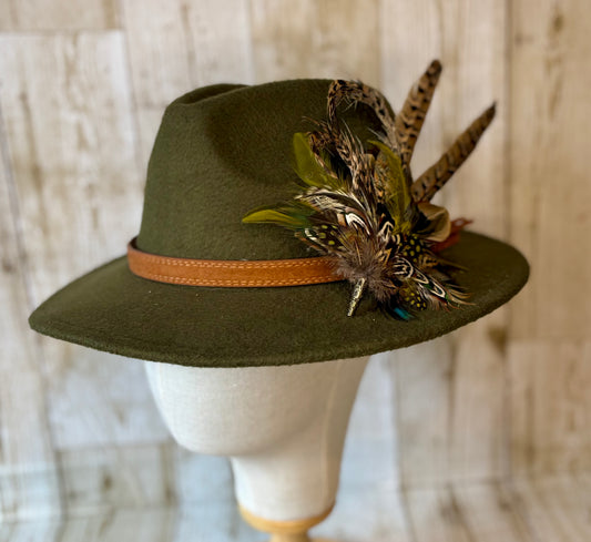 Pheasant feather hat pin.
