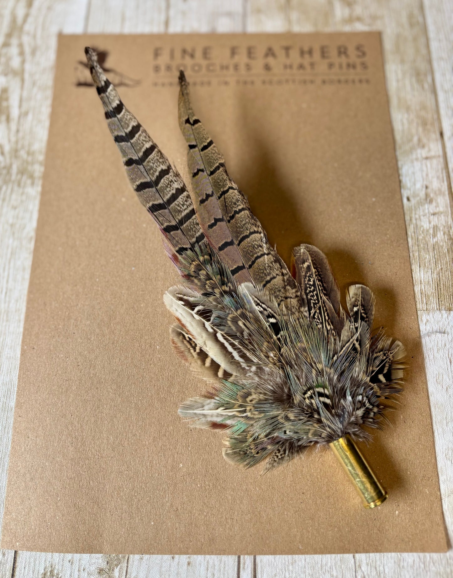 Pheasant feather hat pin.