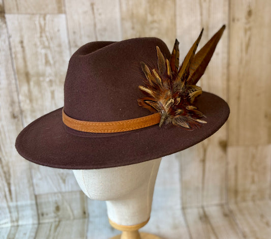 Pheasant feather hat pin.