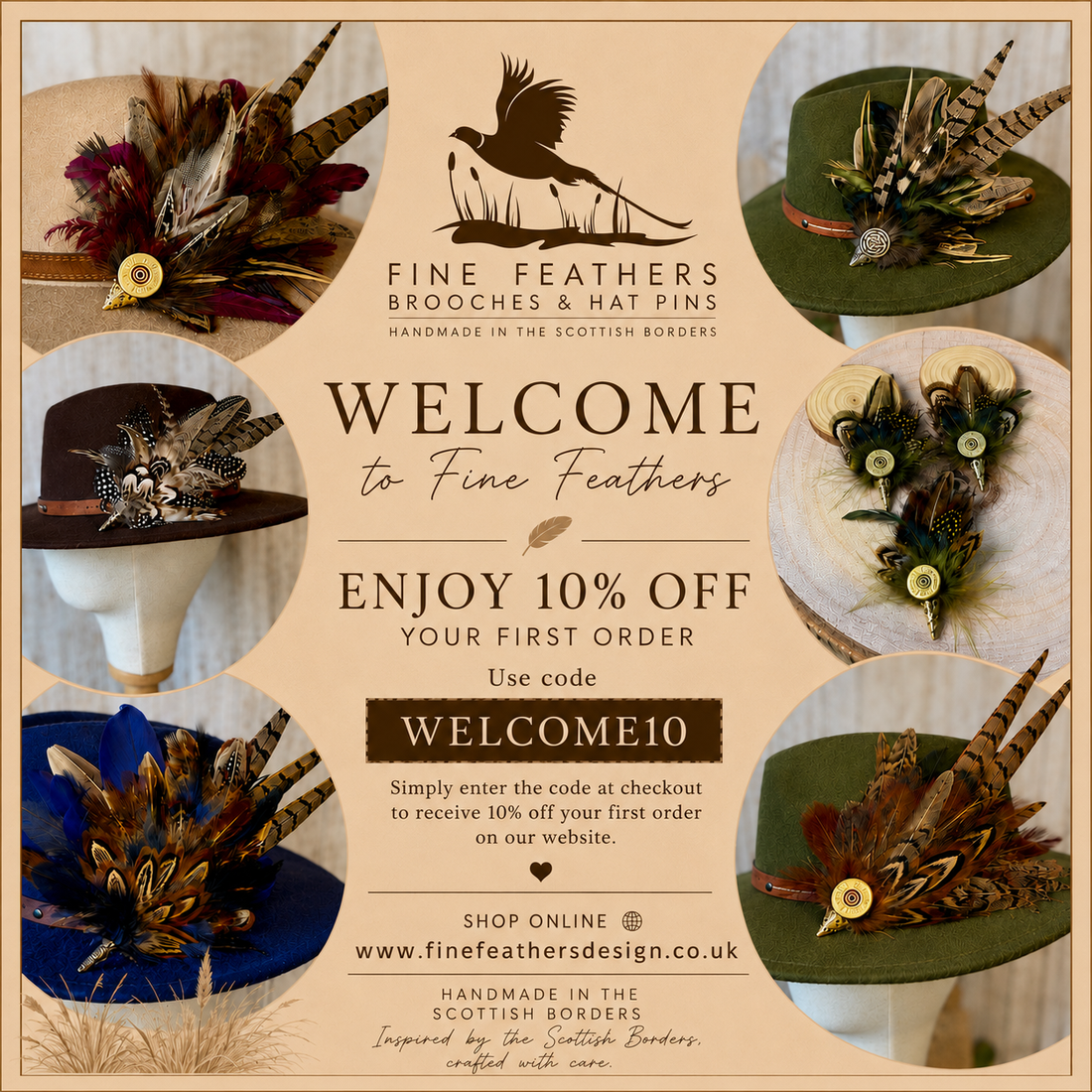 A 10% discount to welcome you to Fine Feathers.