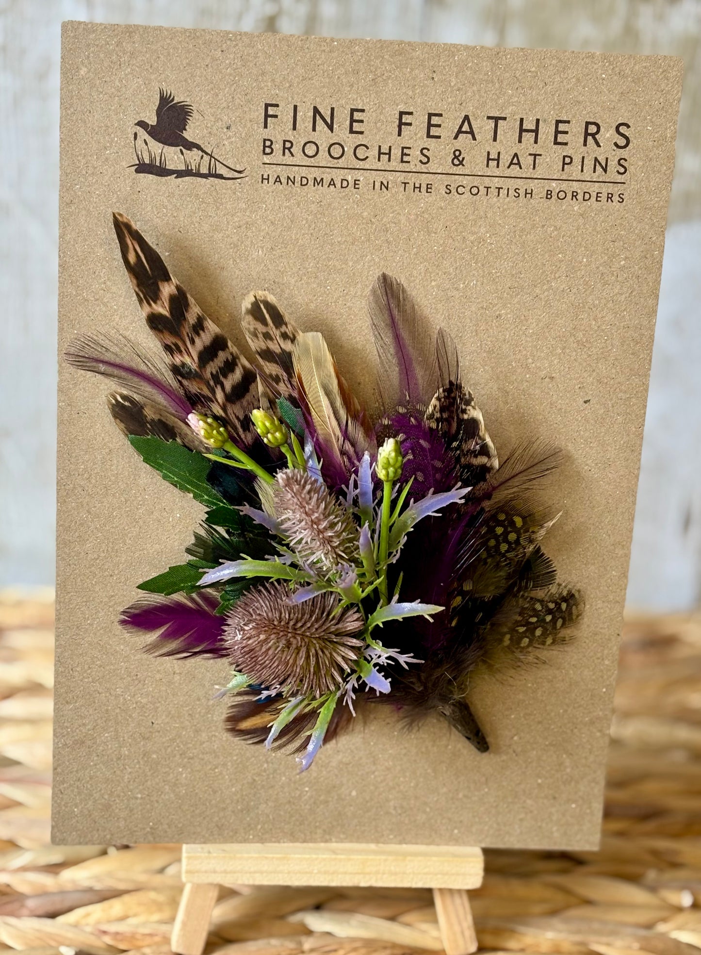 Natural Pheasant and Thistle Brooch
