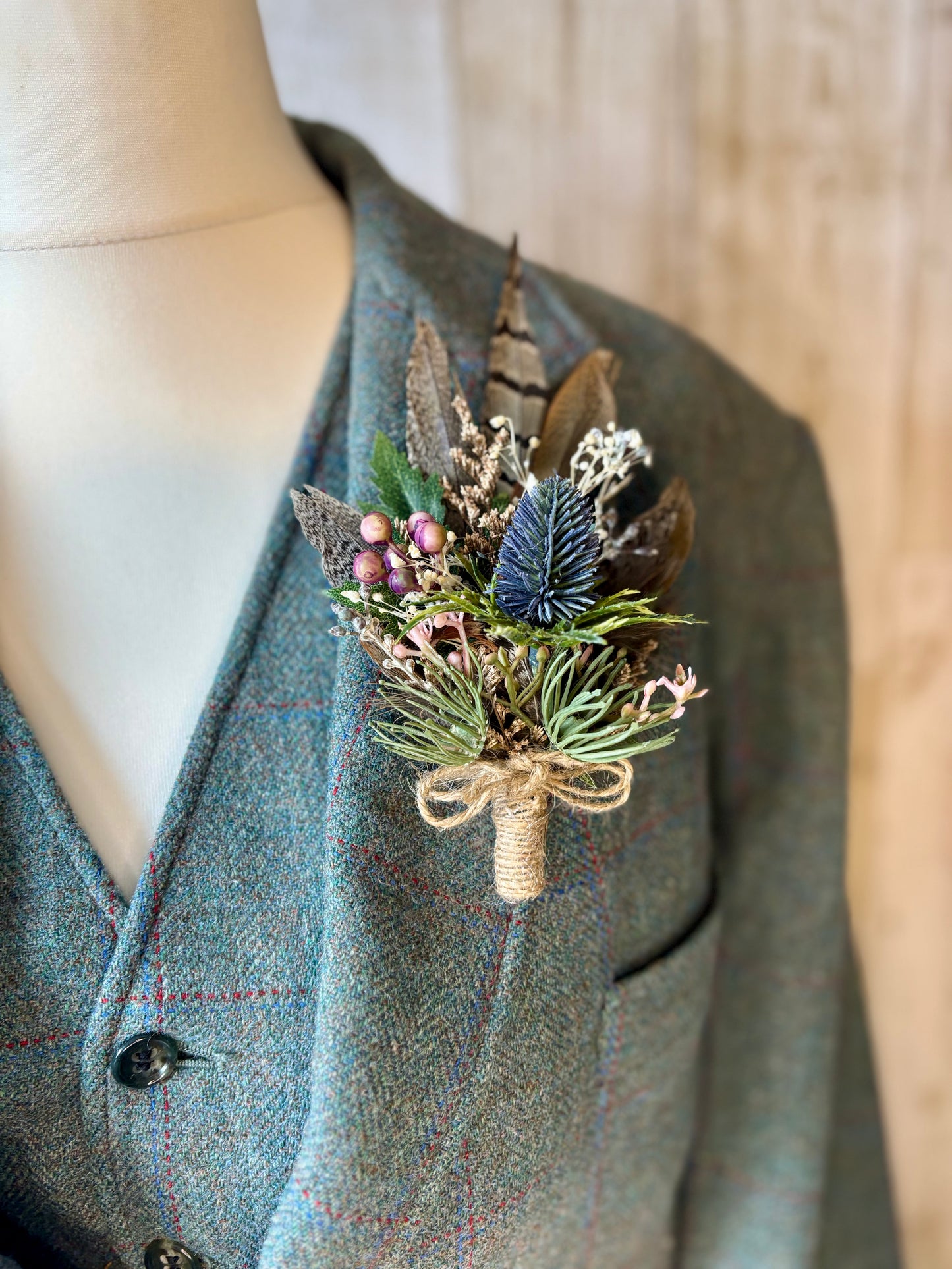 Natural Pheasant and Thistle Brooch