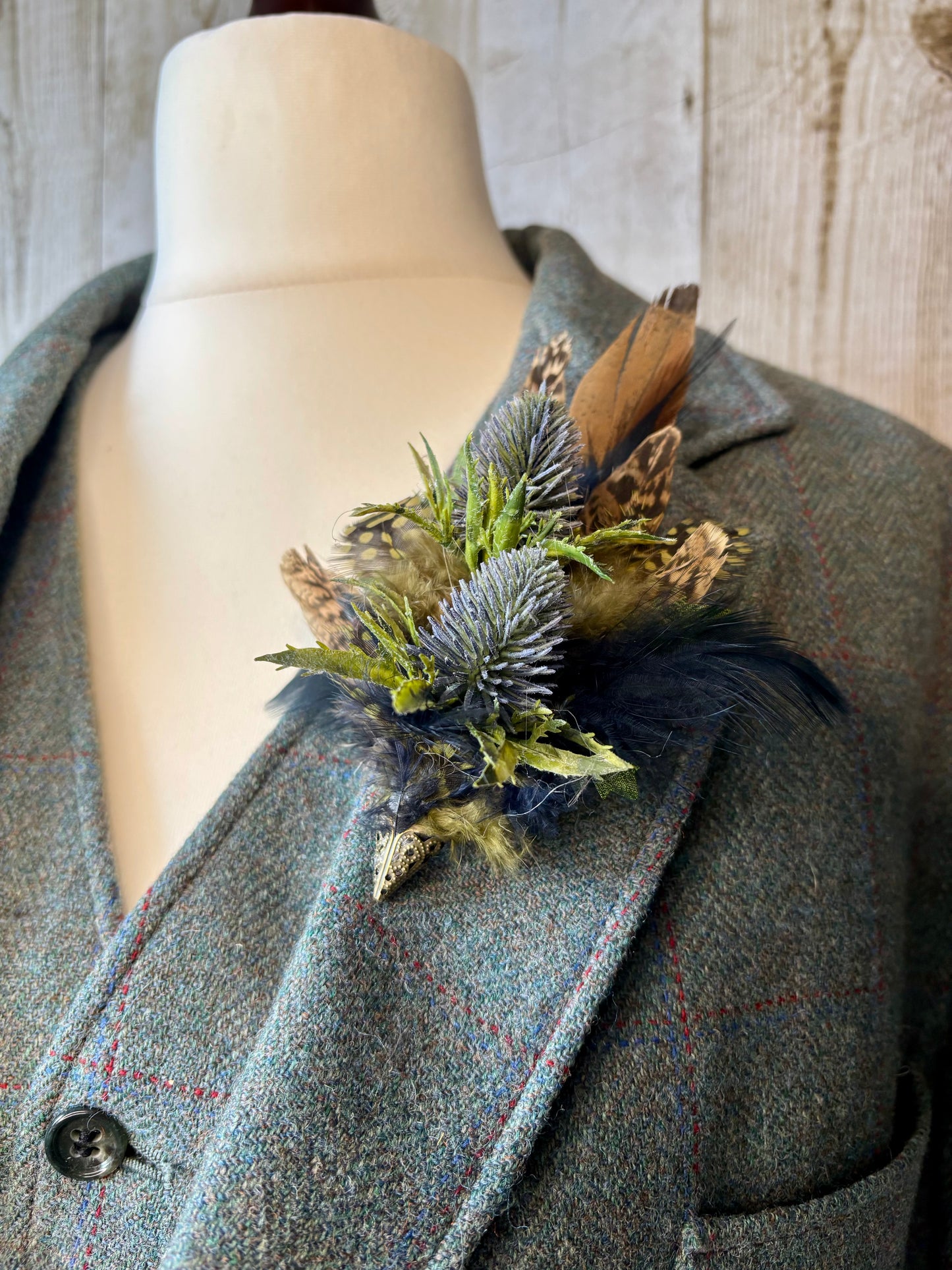 Natural Pheasant & Thistle Brooch.