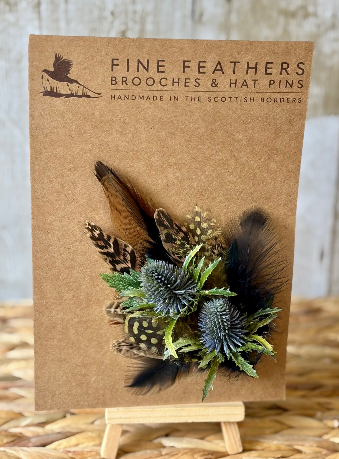 Natural Pheasant & Thistle Brooch.