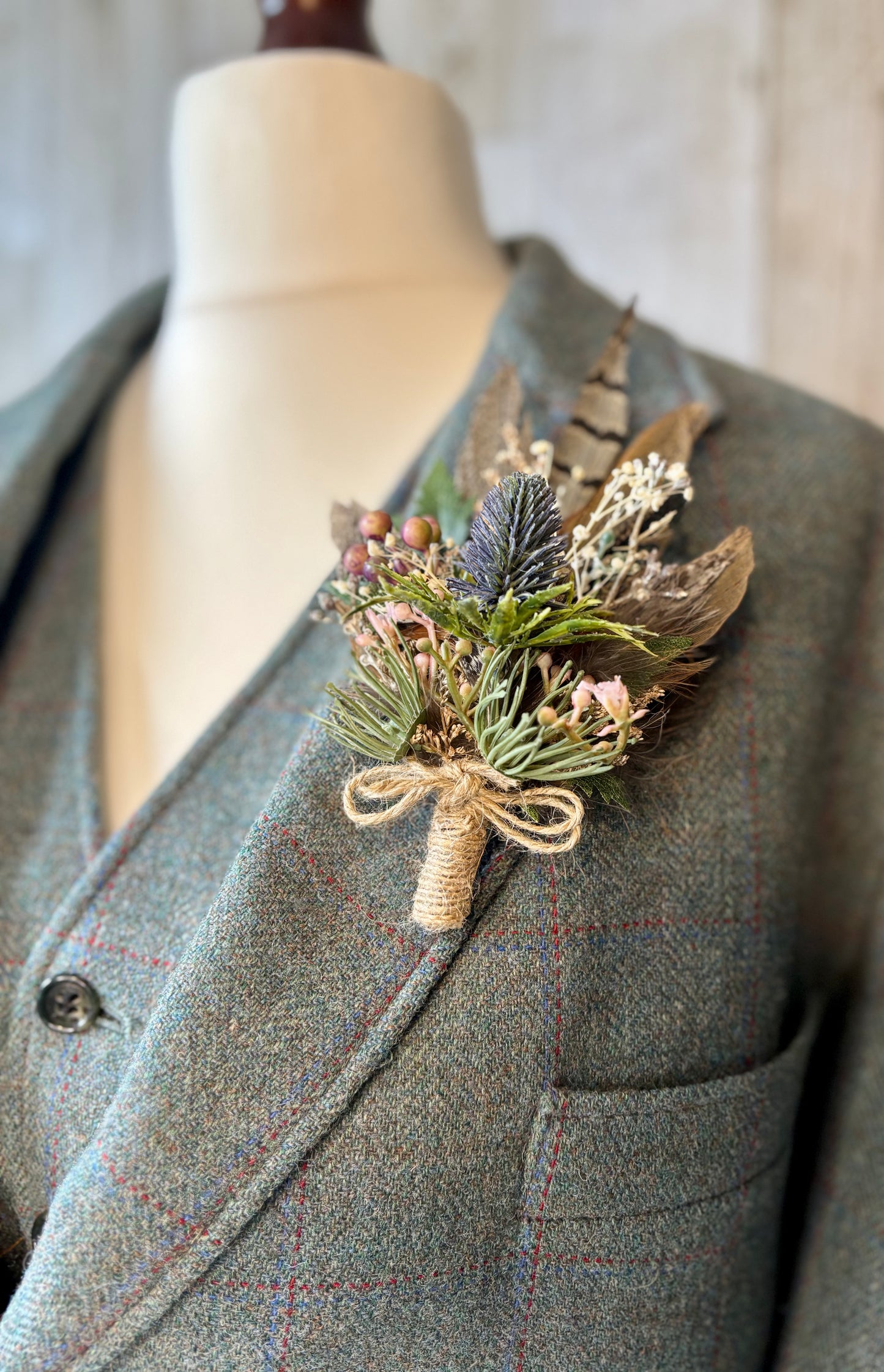 Natural Pheasant and Thistle Brooch