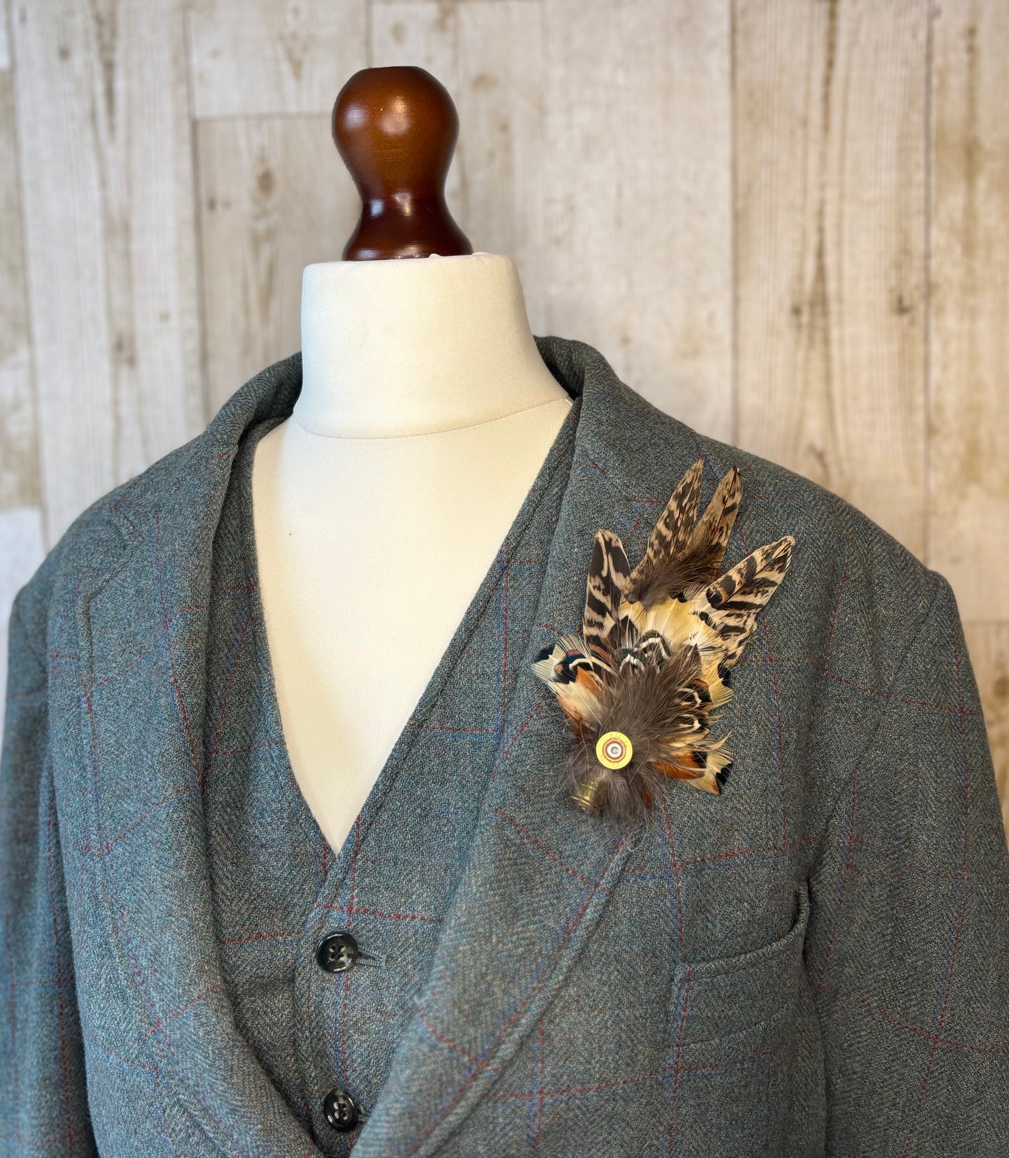 Pheasant Feather Hat Pin & Buttonhole Matching Set