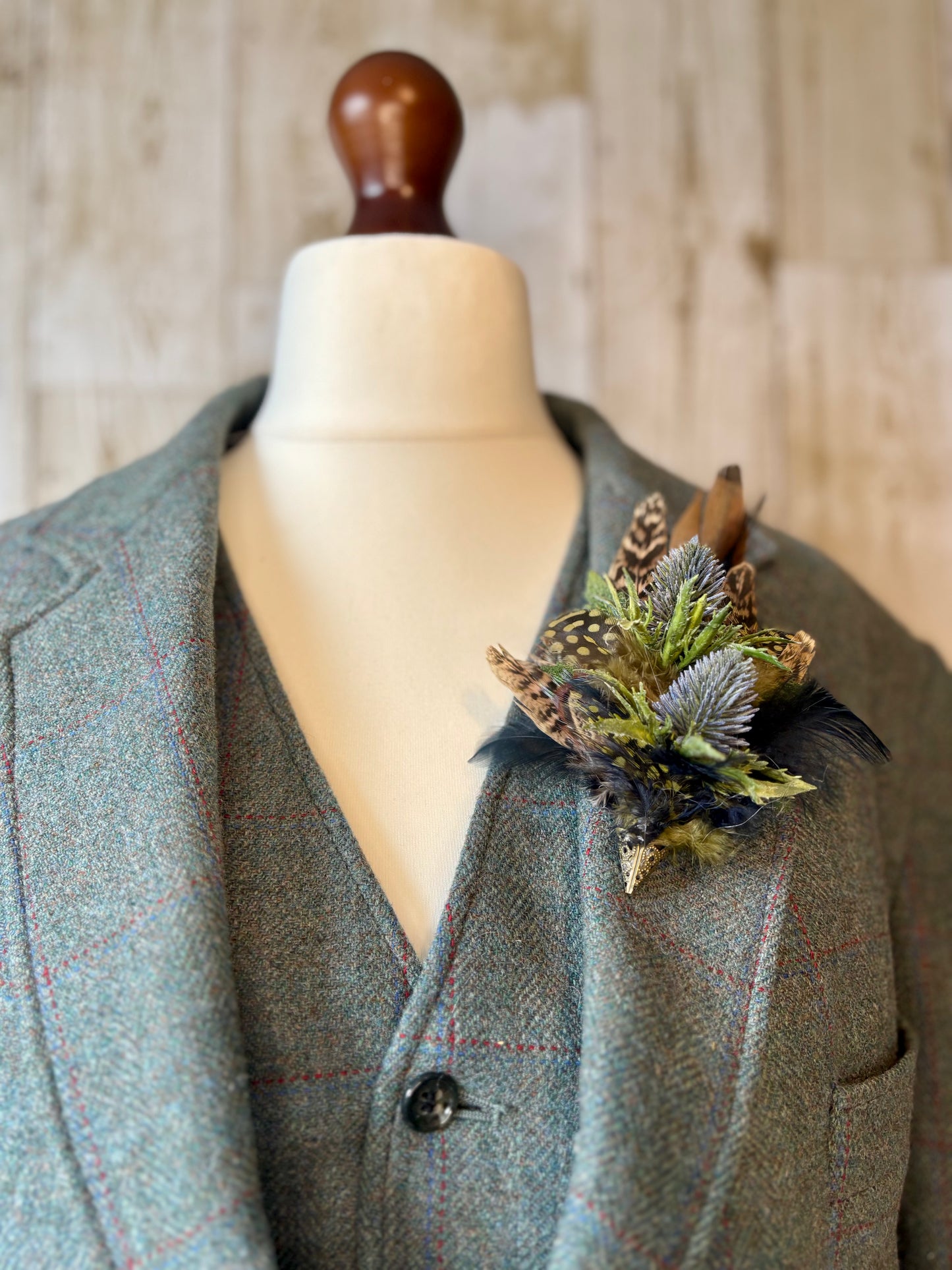 Natural Pheasant & Thistle Brooch.