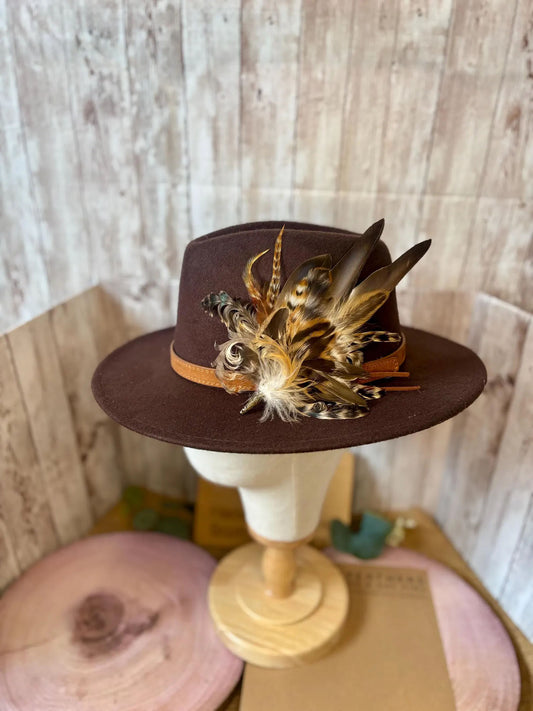 Feather Brooch Hat Pin in natural duck
