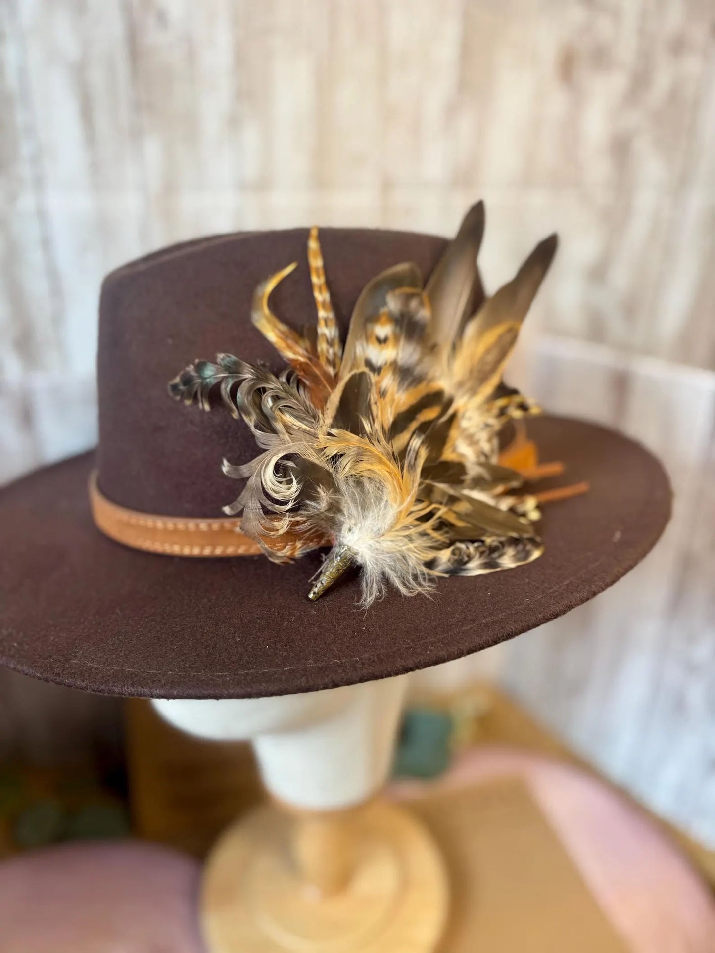 Feather Brooch Hat Pin in natural duck