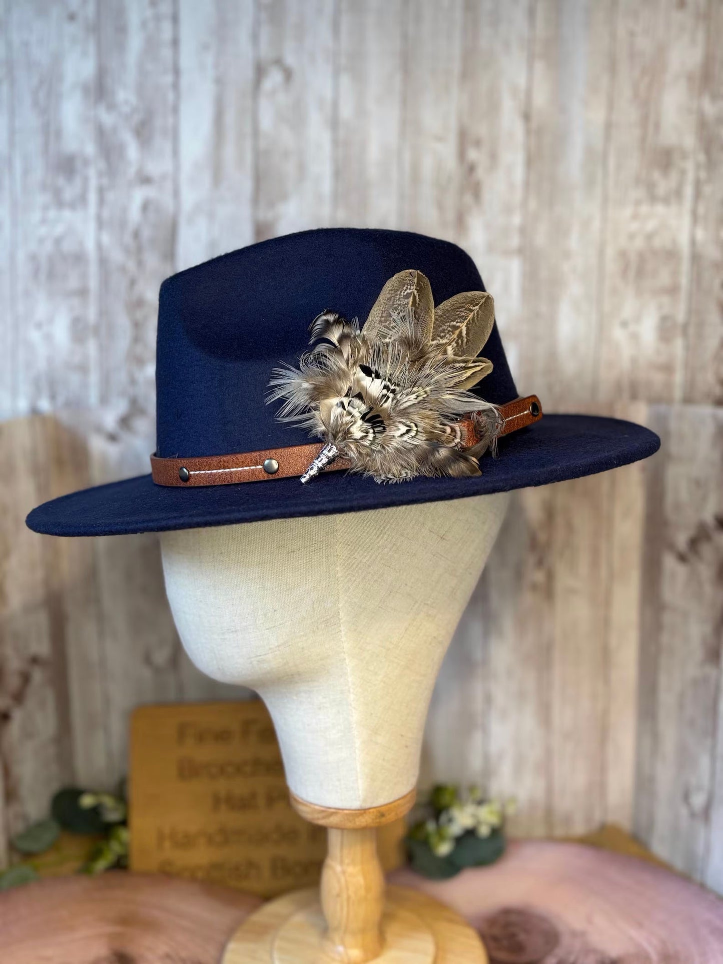 Feather Brooch or Hat Pin in natural pheasant feathers