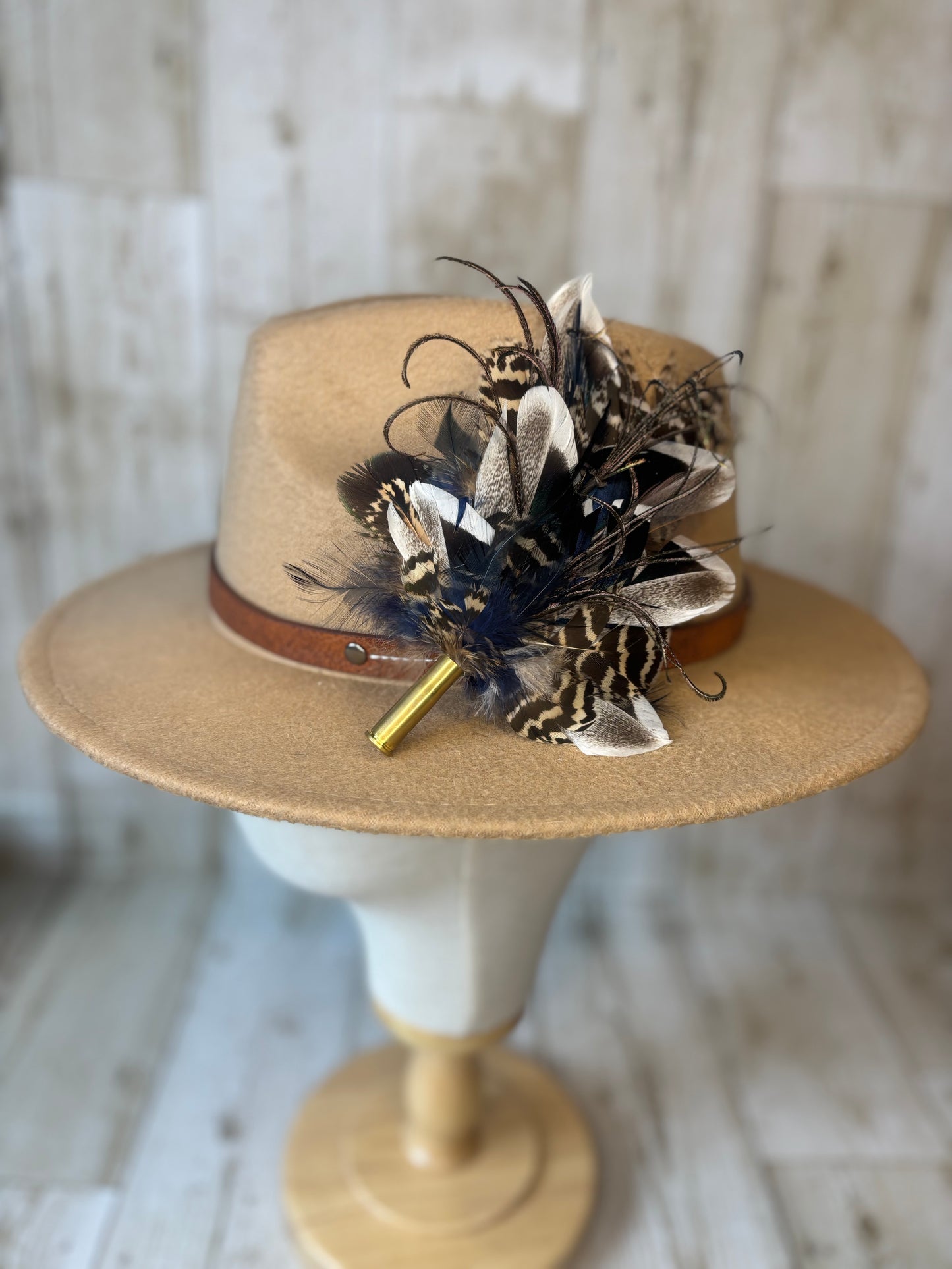 Gift Boxed Brooch/Hat Pin in Mallard feathers