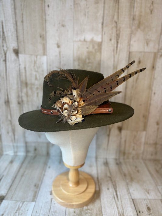 Pheasant feather hat pin.