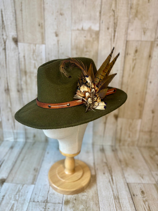 Pheasant feather hat pin.