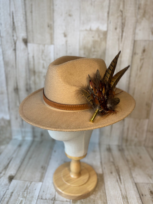 Pheasant feather hat pin.