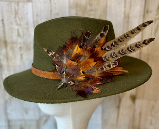Pheasant feather hat pin.