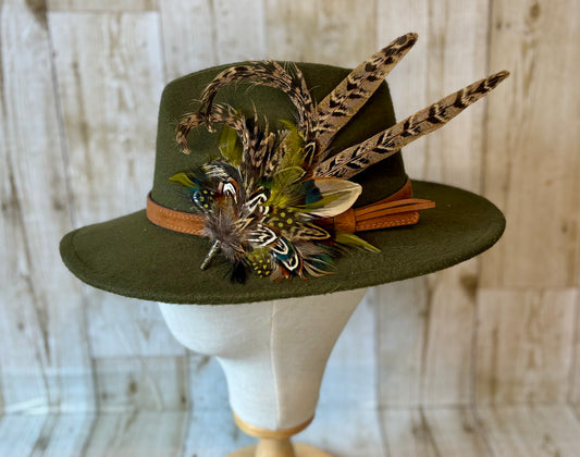 Pheasant feather hat pin.