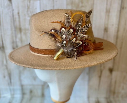 Pheasant feather hat pin.
